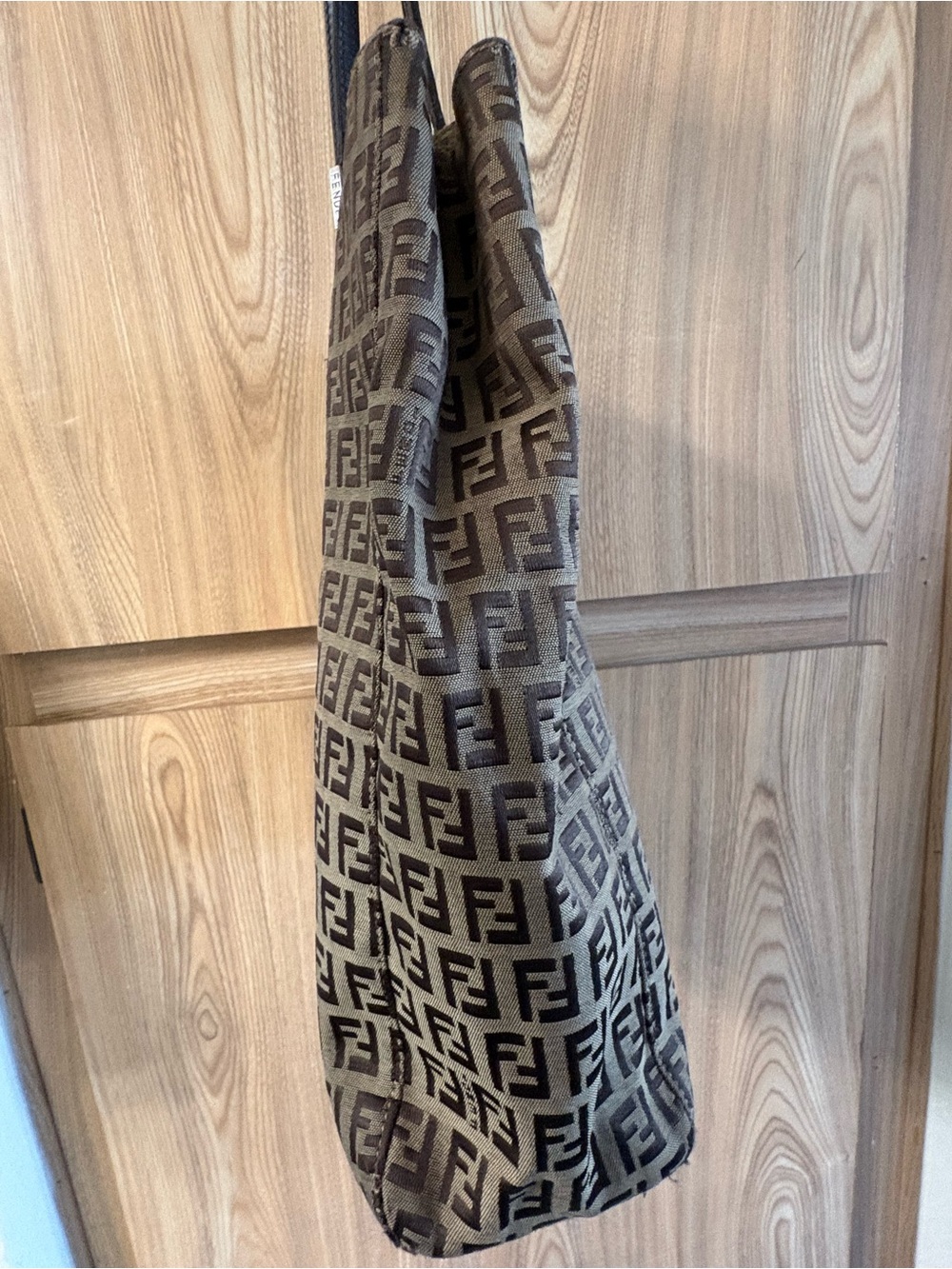 Auth Fendi Zucca Tote Bag Brown FF Monogram Canvas Shoulder Bag Vintage - Picture 3 of 15